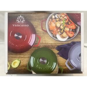 Vancasso Enameled Cast Iron Dutch Oven 6 Quart Cookware Red Pot w/ Lid